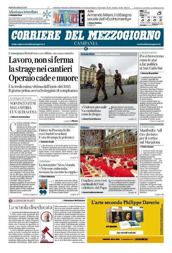 Prima-pagina-corriere del mezzogiorno-del-2025-05-06
